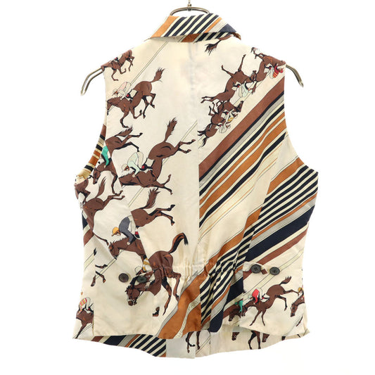 HERMES Horse Pattern Vest Ivory Size 40