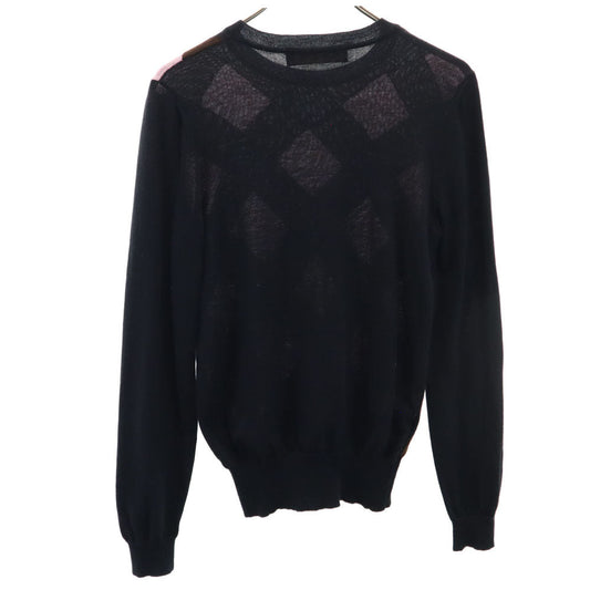 MARNI Wool Blend Check Long Sleeve Sweater Black Size 40