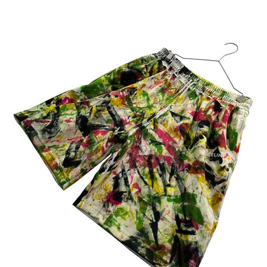 CELINE 22SS Wide-Leg Tie-Dye Paint Print Shorts Multi Size S