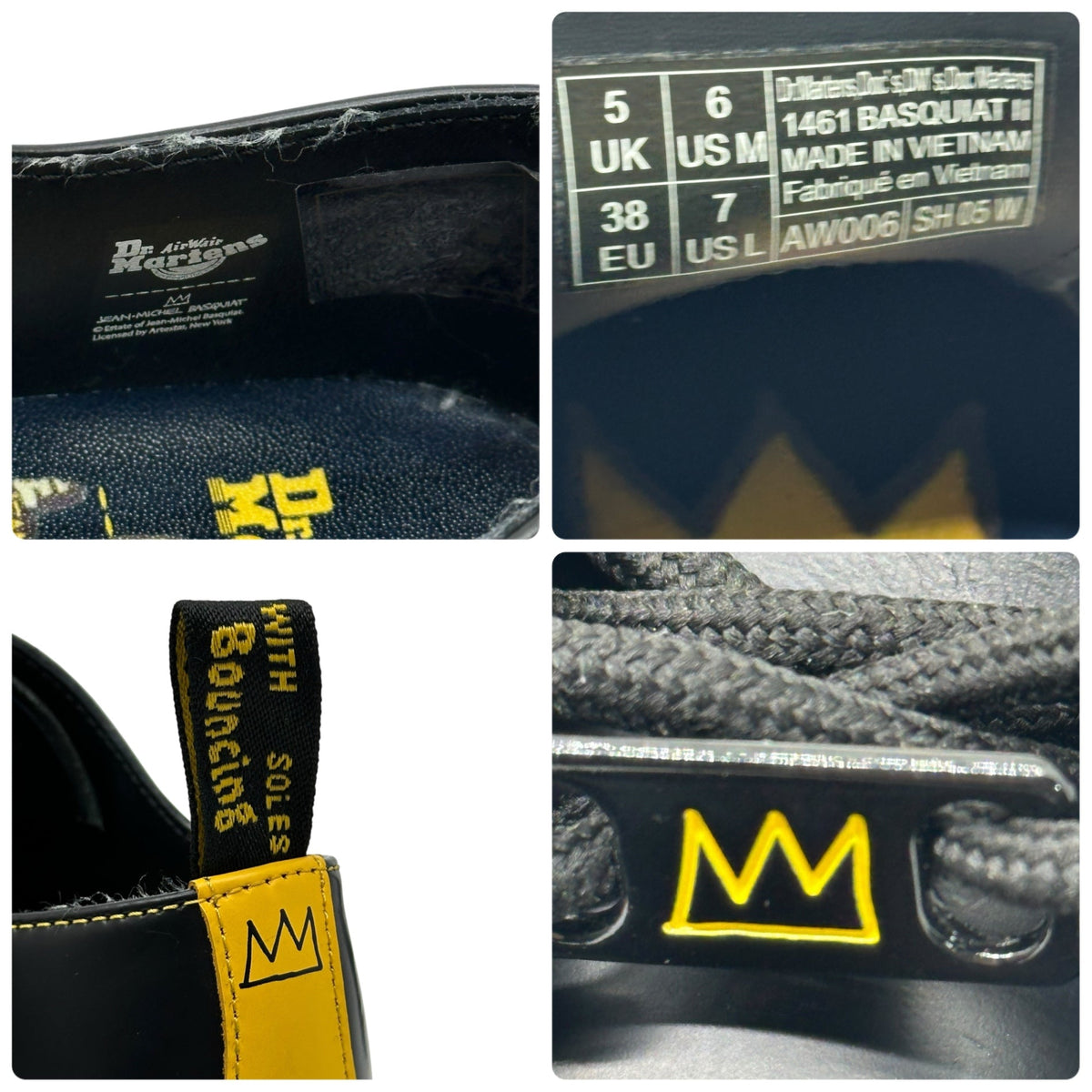 DR.MARTENS Basquiat II 3-Hole Leather Shoes Sneakers Size 25.0CM