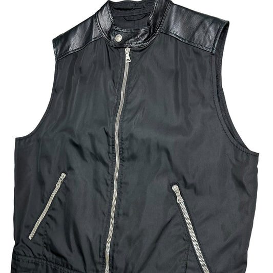 PRADA 1996 Archive Leather Nylon Docking Vest Black Size M