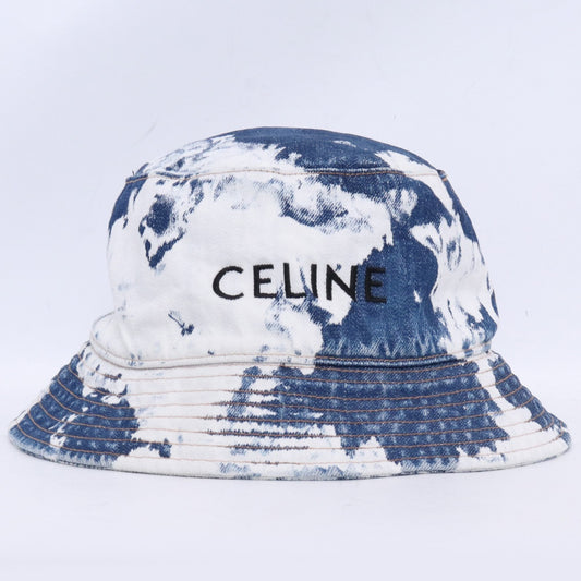 CELINE Tie-Dye Bleached Denim Bucket Hat Blue Size L