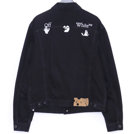 OFF-WHITE Logo Printed Denim Jacket Black Size XL