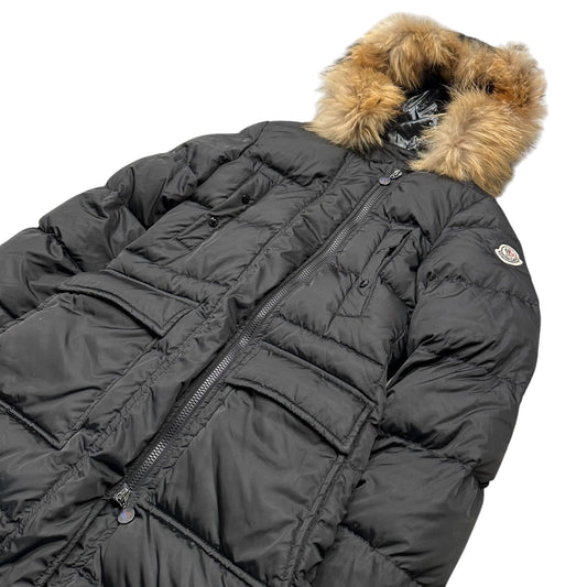 MONCLER MELINA Fur Hooded Long Down Coat Size 0