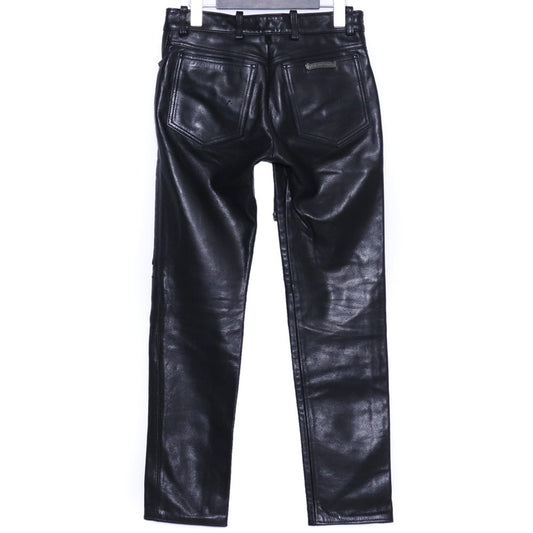 CHROME HEARTS Fleur Knee Lace-Up Leather Pants Size 24R1
