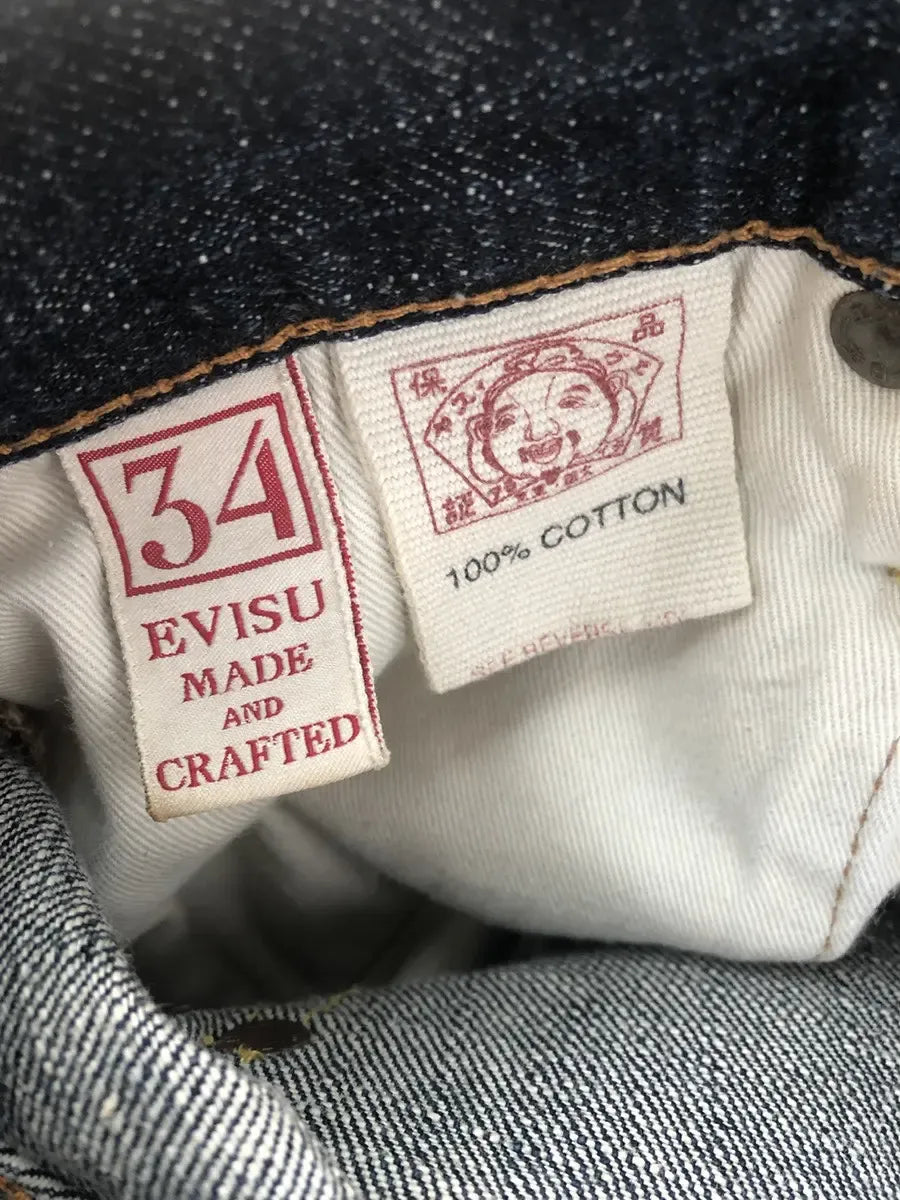 Vintage EVISU Bottoms - EVISU Multi Pocket Denim Pants Indigo Cotton 34 x 34 - Authentic Archive