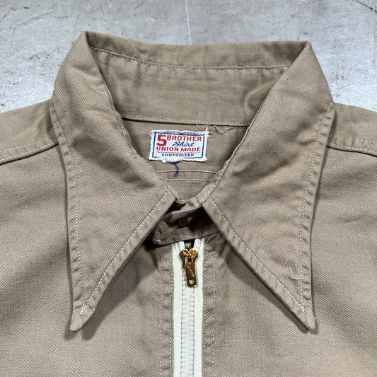 FIVE BROTHER 40s Vintage Half-Zip Chinstrap Workshirt Shirt Size M