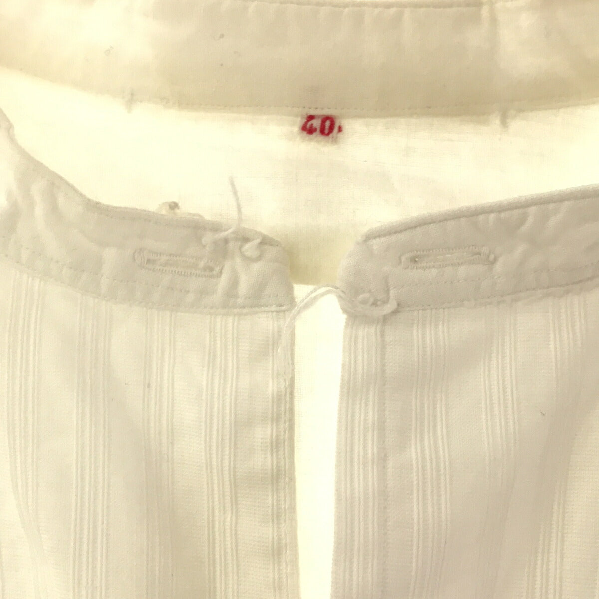 UNKNOWN 20s 30s Starch Bosom Collarless Shirt White Size 40