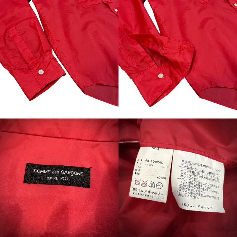 Comme des Garcons 99SS Red Frill Nylon Bib Shirt Size S