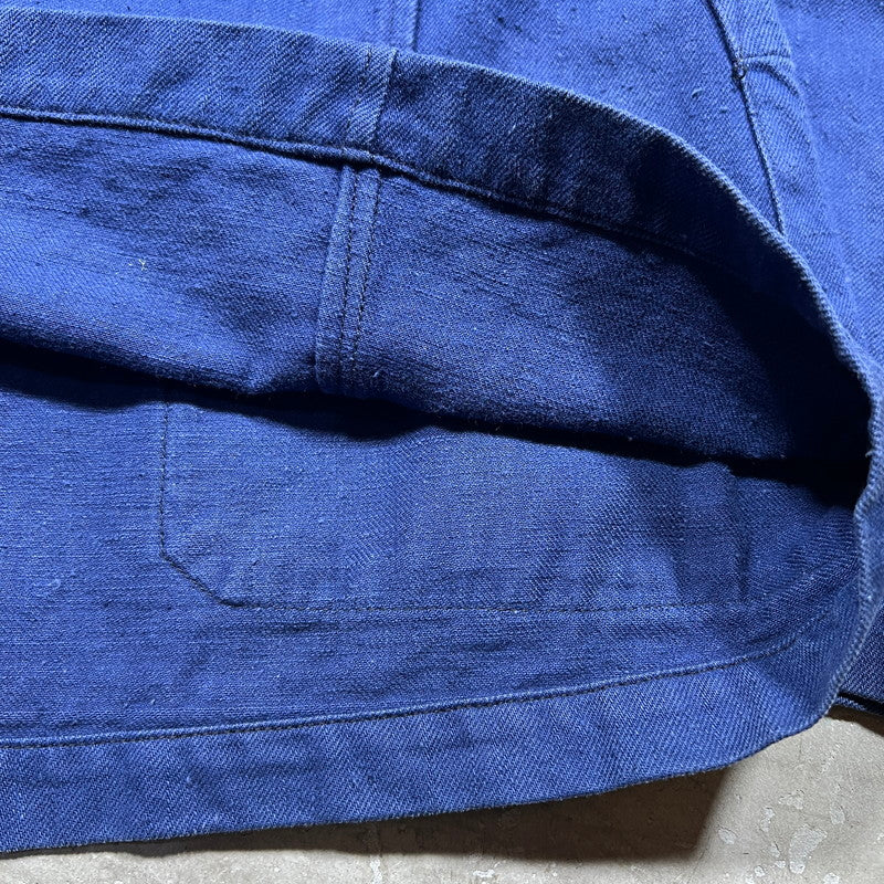 Vintage 40s French Fireman Indigo Cotton Twill Jacket Size L