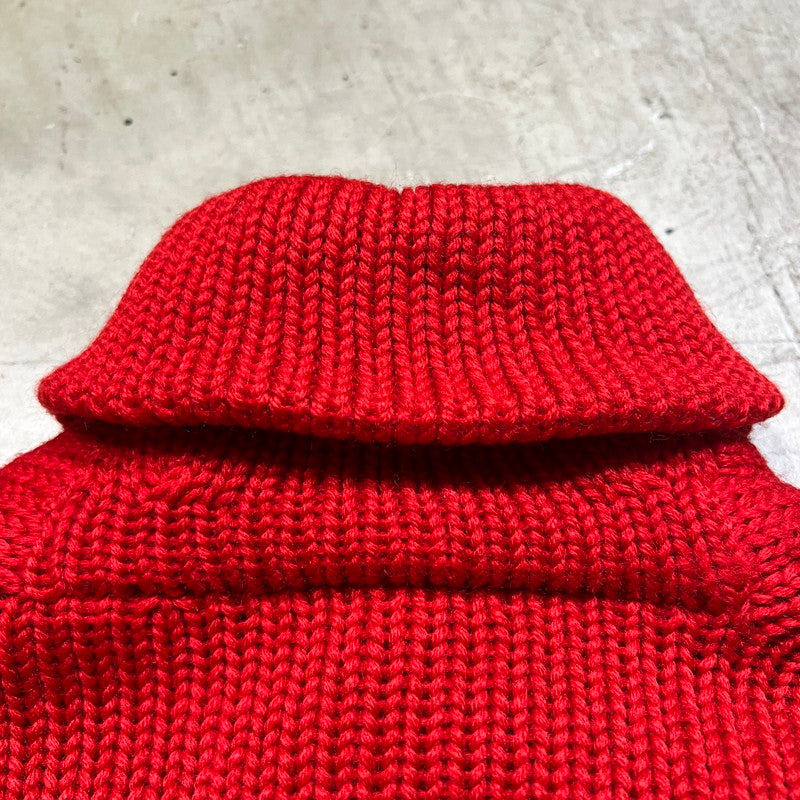 Unknown 30s Low Gauge Wool Shawl Collar Sweater Red Size S
