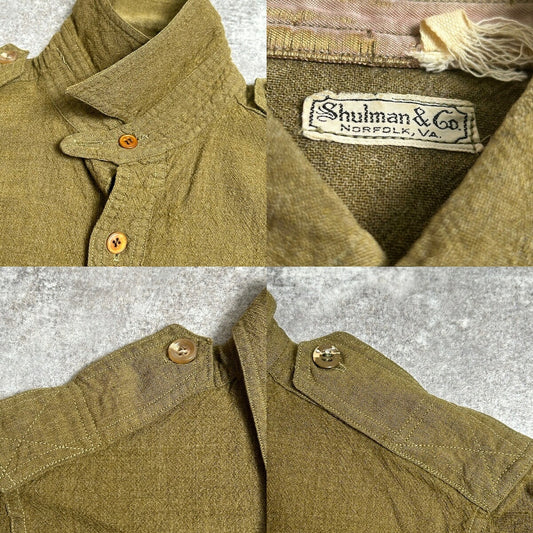 Vintage 30s-40s Shulman Chin Strap Officer Wool Shirt Size S
