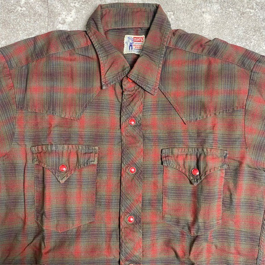 Vintage Levi's 60s Plaid Western Shirt Collar Stays Size M