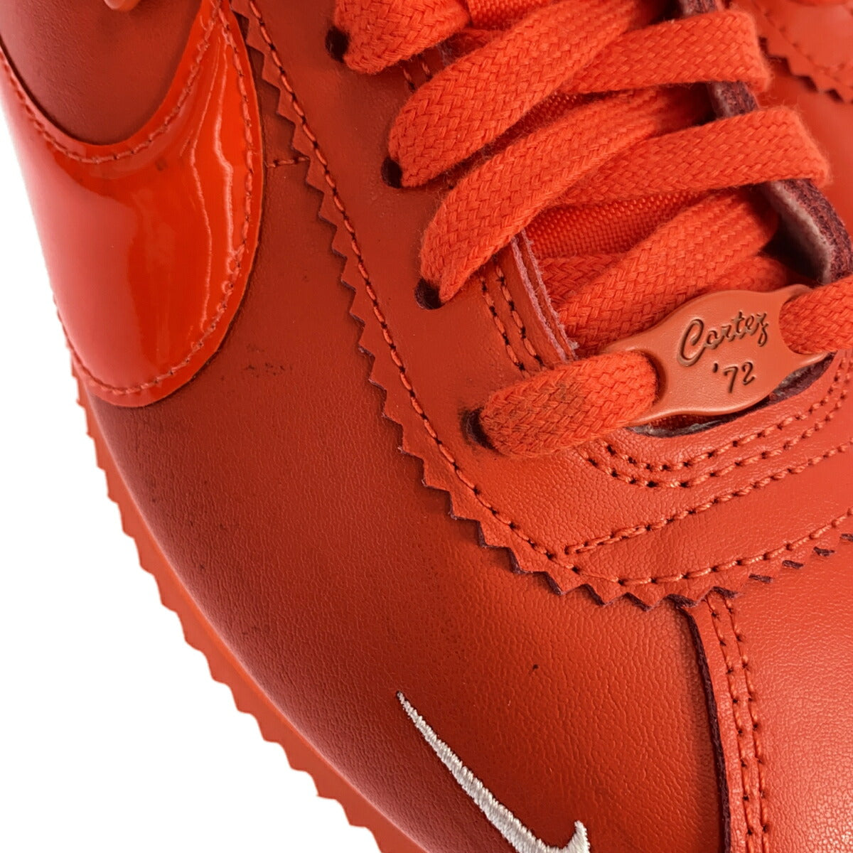 NIKE WMNS Classic Cortez PRM Sneakers Orange White Size 25.5