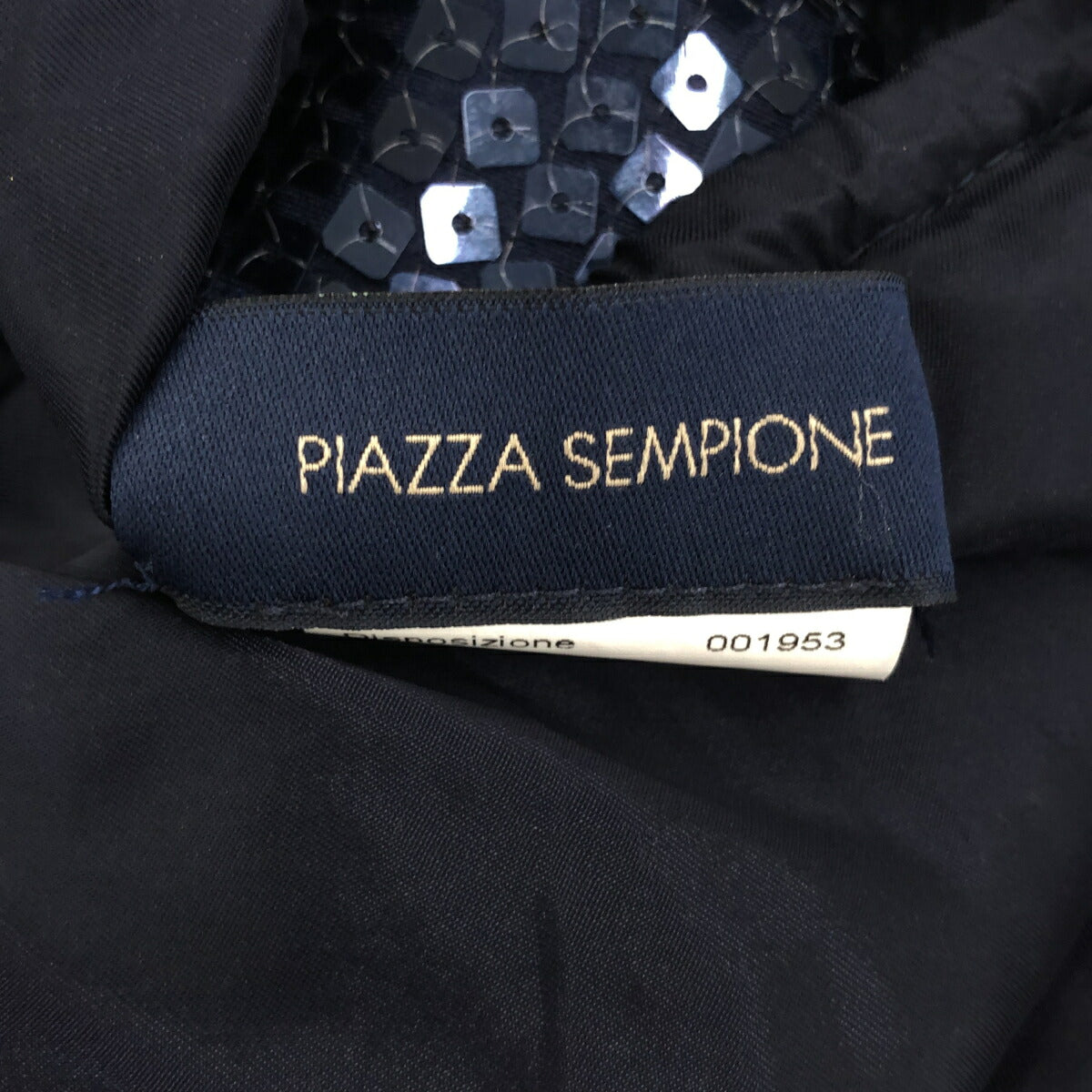 PIAZZA SEMPIONE Navy Sequin Camisole Dress Size 46