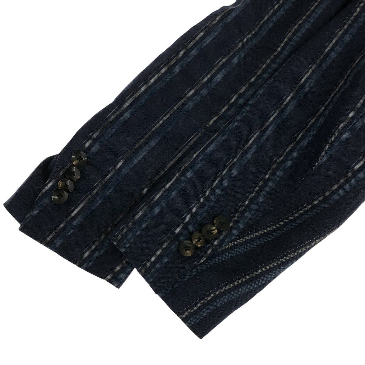 LARDINI Linen Cotton Navy Stripe Tailored Blazer Size 46