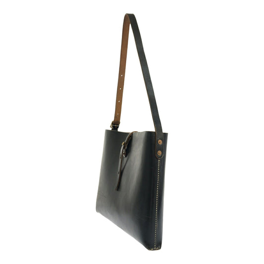 CHARLIE BORROW Leather Game Tote Bag Black Size ONE SIZE