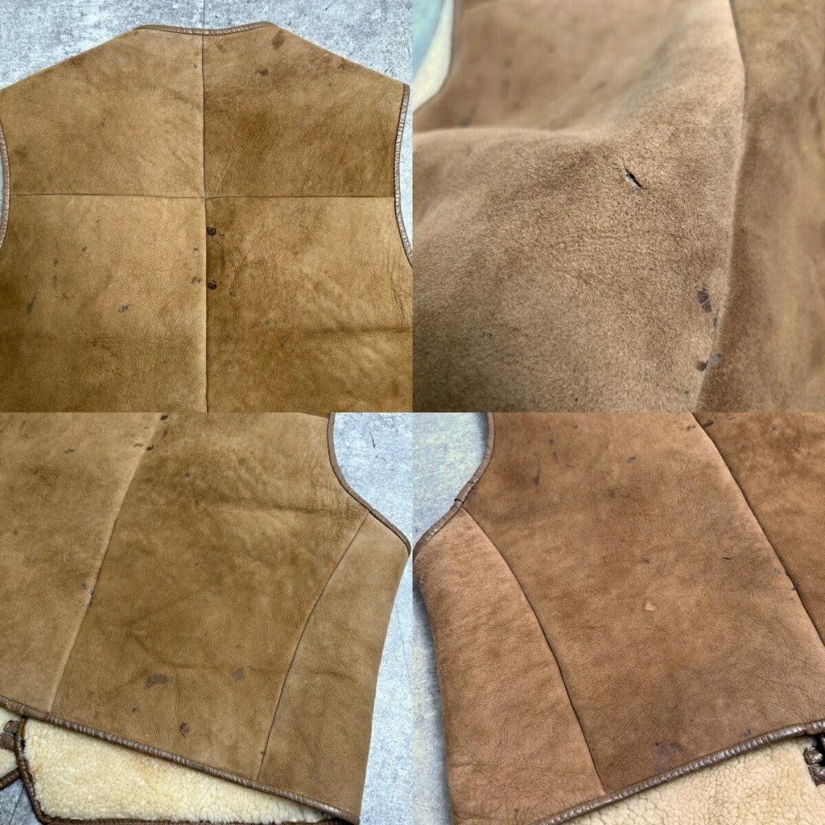 Vintage Brown Shearling Leather Vest Walnut Buttons Size L