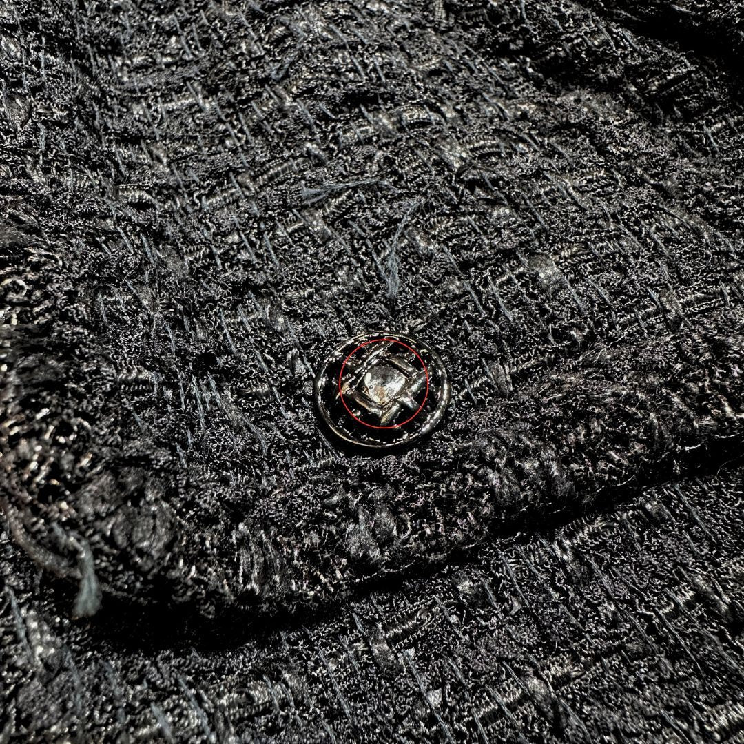 Chanel 06C Black Tweed Zip Jacket Coco Mark Size XS