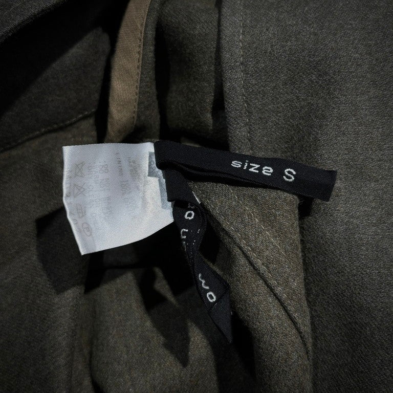 Frank Leder Khaki Grey Wool Balmacaan Coat D-Ring Size S