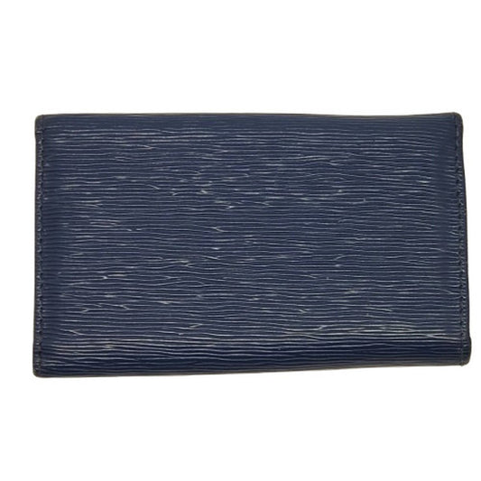 Prada Blue Leather Gold Logo Key Case
