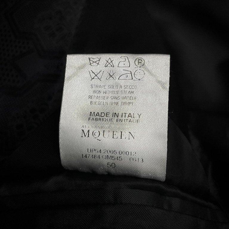ALEXANDER McQUEEN 05AW Silk Jacquard Coat Black Size 50