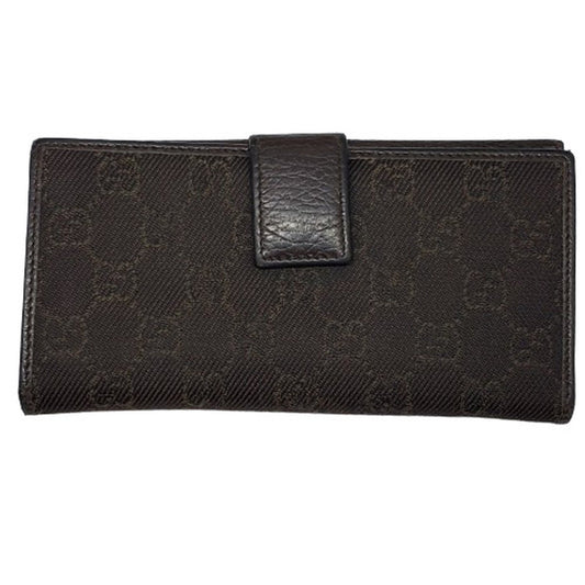 Gucci GG Canvas Leather Long Wallet Brown