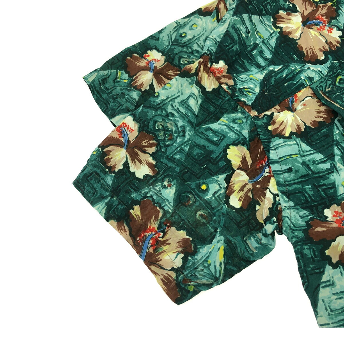 Aloha 60s 70s Vintage Rayon Hibiscus Shirt Green Size M