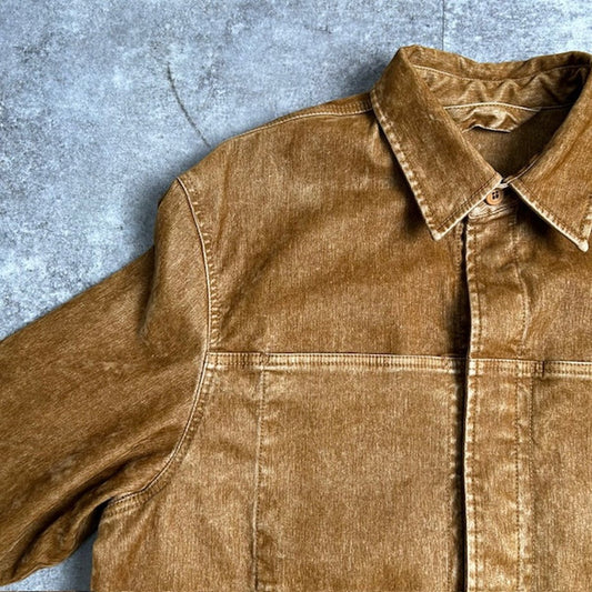 DIESEL Jogg Jeans Flocked Sweat Denim Jacket Brown Size L