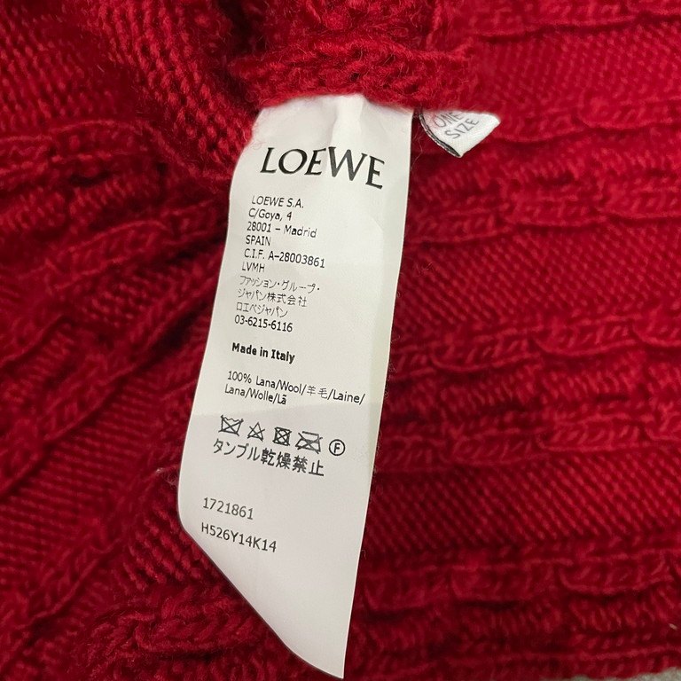 LOEWE 21SS Red Fringe Cable Knit Vest Wool Size M
