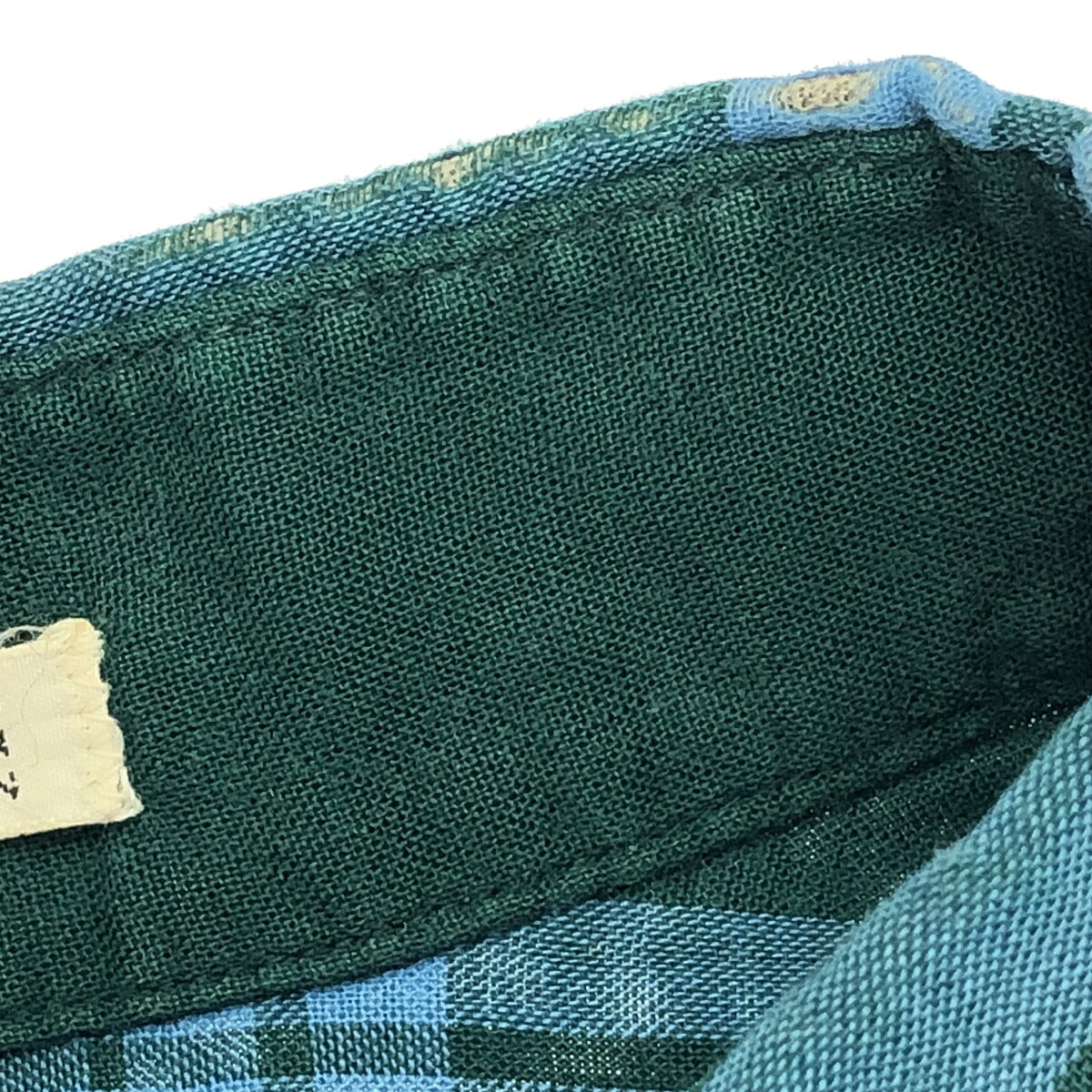 VAN HEUSEN 60s 3-Point Button Check Shirt Green Size S