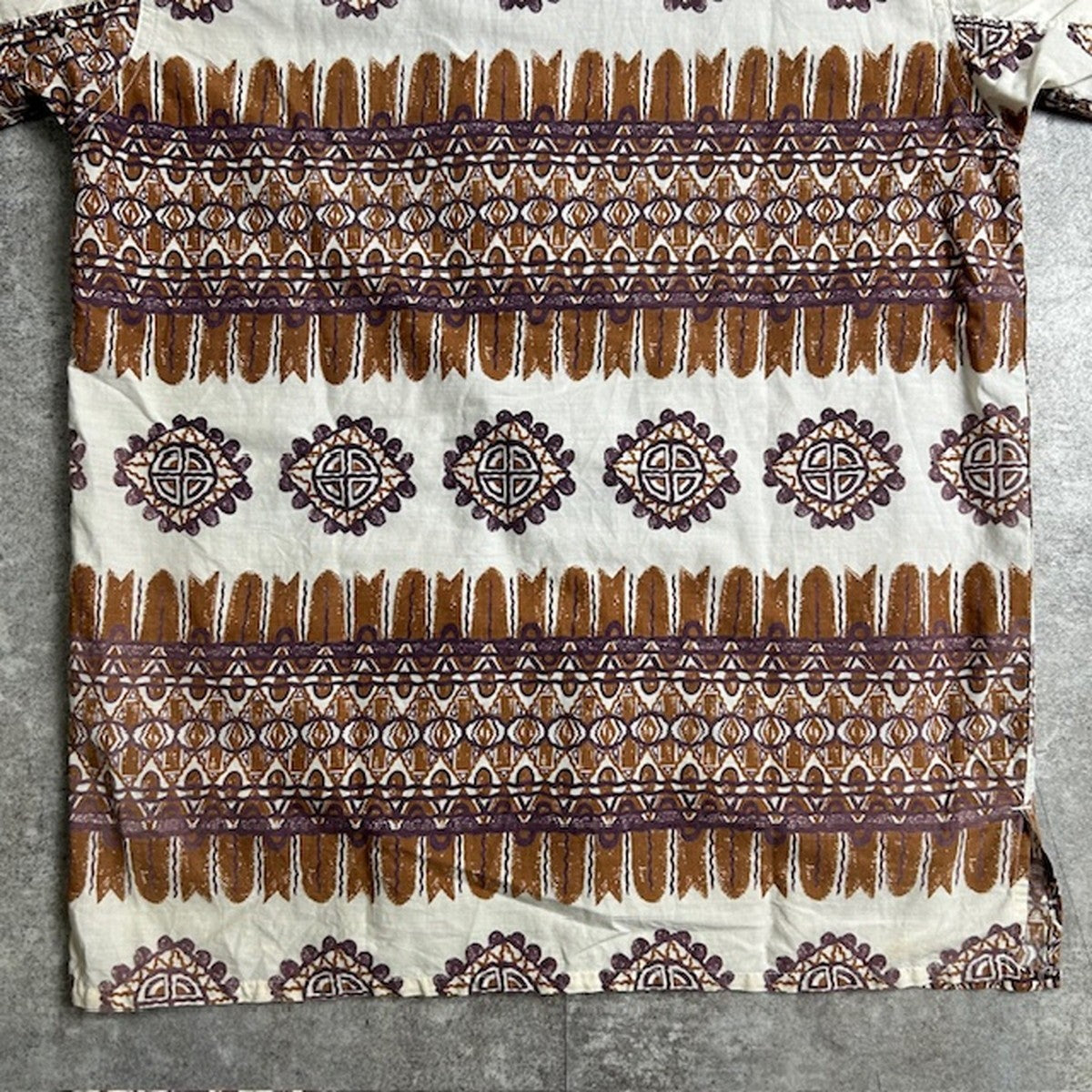 Arc De Triomphe 60s Vintage Pattern Open Collar Shirt Size M