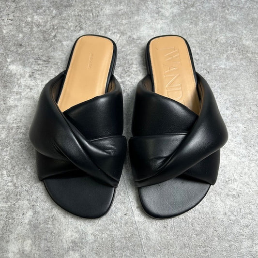 JW ANDERSON Leather Flat Twist Sandals Black Size 36