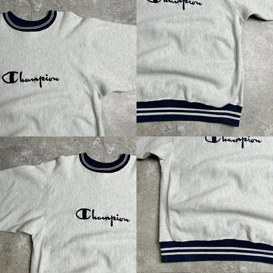 Champion Reverse Weave 90s Script Sweatshirt Gray Size XL
