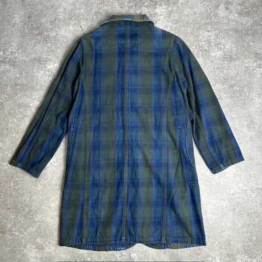 KAPITAL KIRO HIRATA Plaid Cotton Long Coverall Coat Size XS