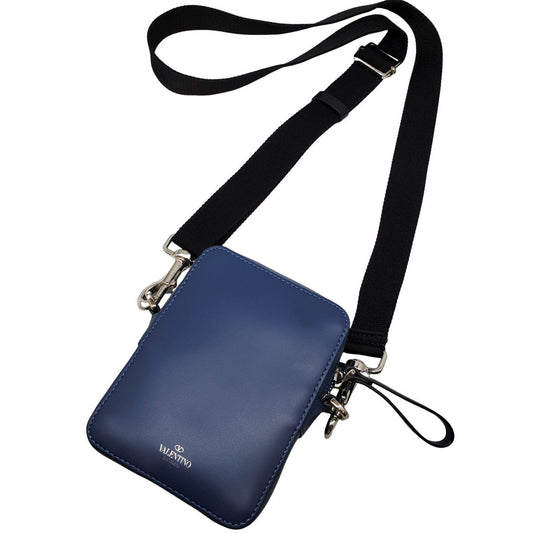VALENTINO GARAVANI VLTN Leather Small Crossbody Bag Navy