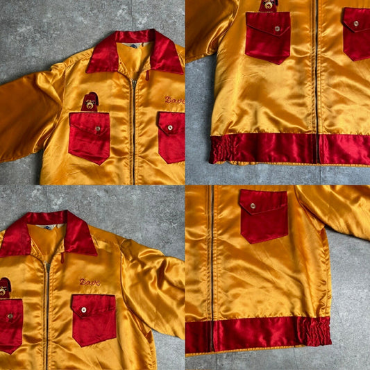 Vintage 50s Orange Freemason Shriner Satin Jacket Size M