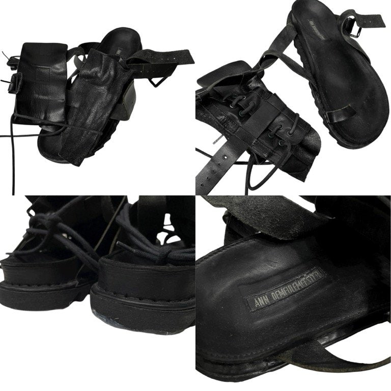 Ann Demeulemeester Lace-up Belted Shark Sole Sandals Size 8