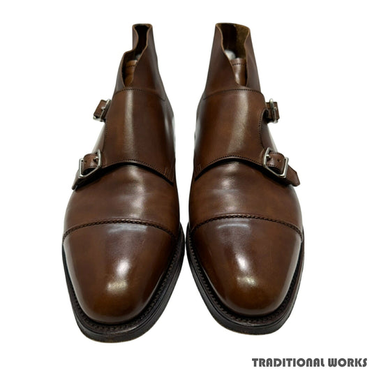 JOHN LOBB Willium II Double Monk Parisian Brown Boots Size 8E
