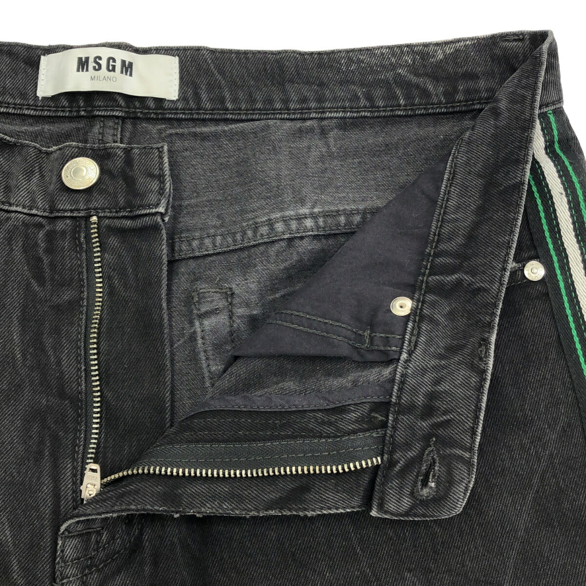 MSGM Black Striped Denim Shorts Size 50