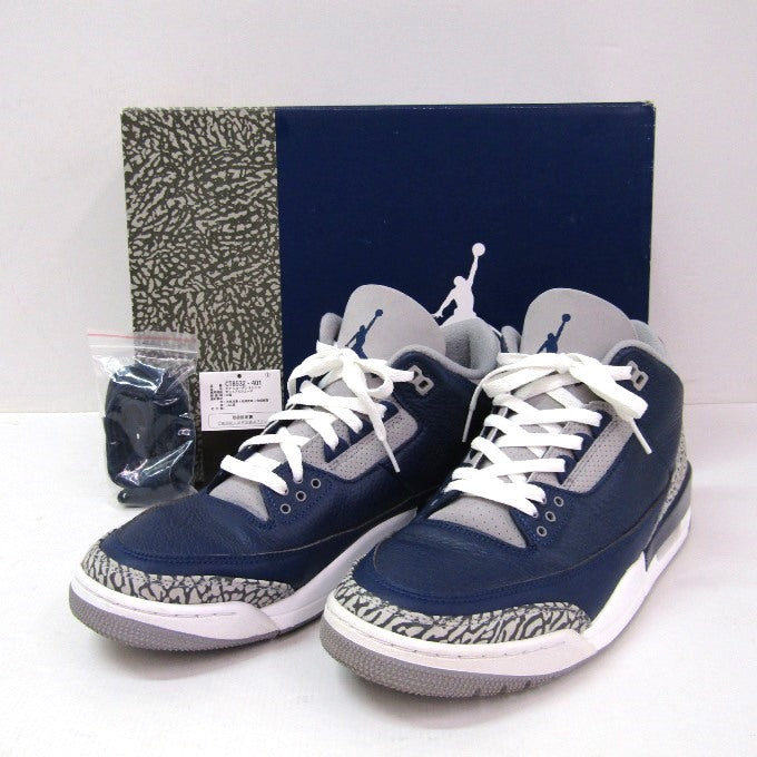 NIKE AIR JORDAN 3 RETRO Navy/White Sneakers Size 29cm