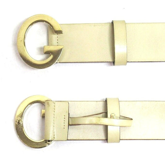 GUCCI G-Buckle Leather Belt Beige Size 80