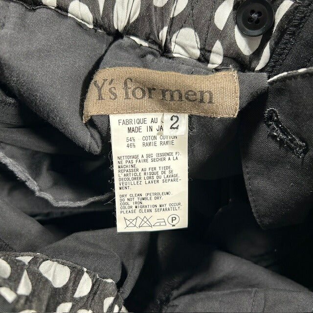 Y's For Men 02AW Cotton Linen Casual Pants Black Size 2
