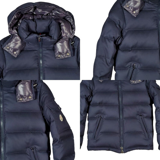 MONCLER 18AW MONTGENEVRE Wool Nylon Down Jacket Navy Size 0