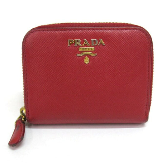 PRADA Saffiano Metal Coin Case Red Size ONE SIZE