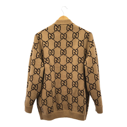 GUCCI 22AW Wool Reversible GG Pattern Cardigan Brown Size S