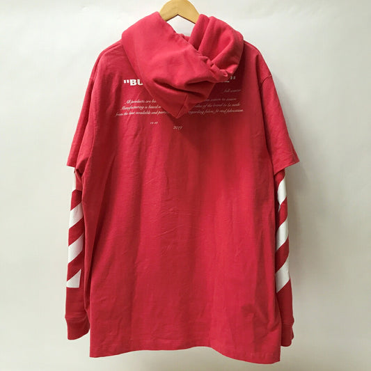 Off-White DIAG BERNINI Layered Hoodie Red Size M