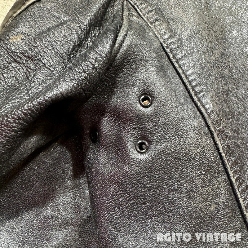Unknown 70s French Le Corbusier Leather Jacket Black Size 52