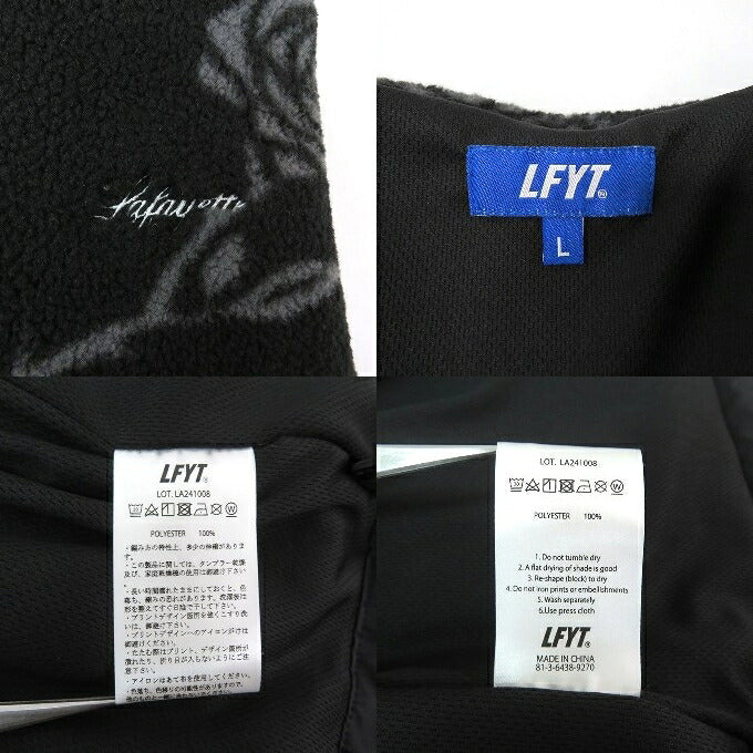 LFYT Rose Allover Pattern Fleece Jacket Multi Size L