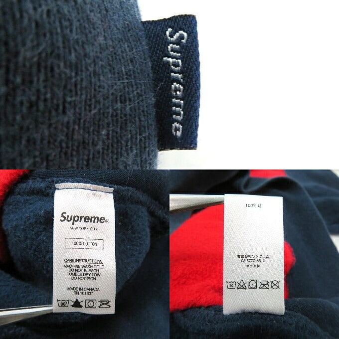 Supreme Split Old English Bicolor Hoodie Navy Red Size M